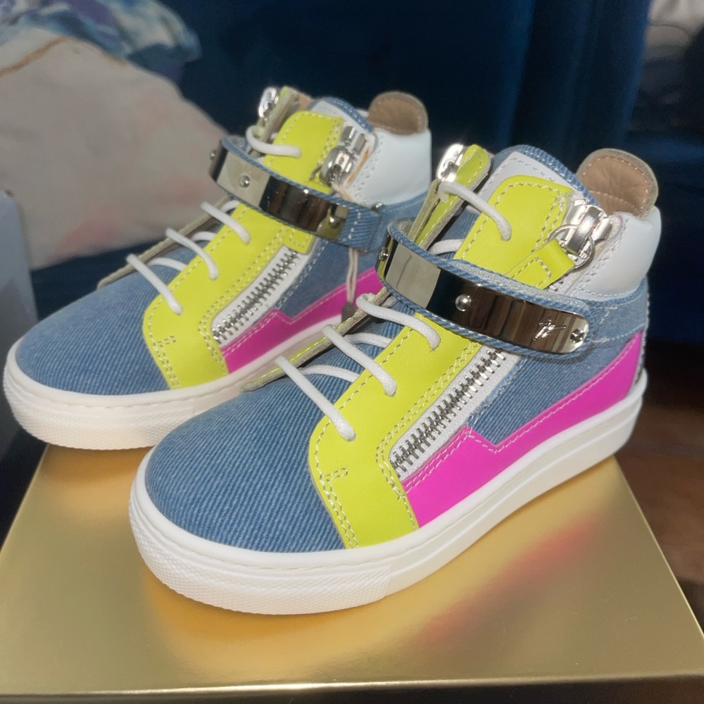 Giuseppe Zanotti Blue Yellow High-Top Sneakers